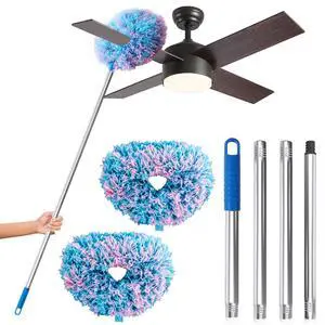 Ceiling Fan Cleaner Duster, 2 Pack Reusable Microfiber Duster with Extension Pole, 13 to 48 Inch Fan Blade Cleaner, Removable Dusters for Cleaning Walls Bookshelves Door Window Top (Blue Pink) Ceiling Fan Cleaner Duster, 2 Pack Reusable Microfiber Duster with Extension Pole, 13 to 48 Inch Fan Blade Cleaner, Removable Dusters for Cleaning Walls Bookshelves Door Window Top (Blue Pink)