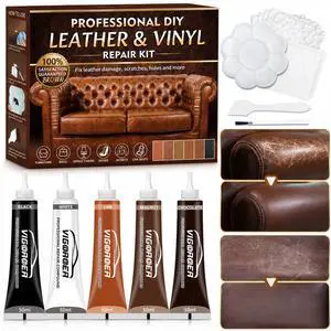 Brown Leather Repair Kit for Furniture, Leather Couch Repair Kit for Sofa, Car Seats, Jacket and Purse, Fix Scratches, Tears, Holes, Cracks and Peeling with Easy Instructions Brown Leather Repair Kit for Furniture, Leather Couch Repair Kit for Sofa, Car Seats, Jacket and Purse, Fix Scratches, Tears, Holes, Cracks and Peeling with Easy Instructions