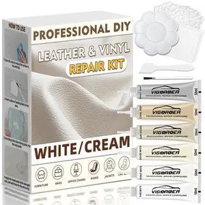 Cream Leather Repair Kit for Furniture, Vinyl Repair Kit for Car Interior, Sofa, Purse and Jacket, Restore Any Material with Super Easy Instructions to Fix Scratches, Tears, Holes, Peeling Cream Leather Repair Kit for Furniture, Vinyl Repair Kit for Car Interior, Sofa, Purse and Jacket, Restore Any Material with Super Easy Instructions to Fix Scratches, Tears, Holes, Peeling