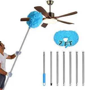 Ceiling Fan Cleaner Duster - Adjustable Duster with Extension Pole,Dusters for Cleaning Fan Blade, Walls and Cobweb (7FT/Blue) Ceiling Fan Cleaner Duster - Adjustable Duster with Extension Pole,Dusters for Cleaning Fan Blade, Walls and Cobweb (7FT/Blue)