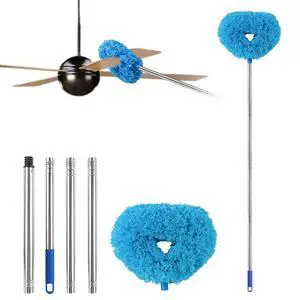 Ceiling Fan Cleaner Duster Reusable Microfiber Ceiling Fan Blade Cleaner Removable Duster with Extension Pole Adjusts 13 to 49.7 Inch for Cleaning Walls Bookshelves Furniture Door Window Top (Blue) Ceiling Fan Cleaner Duster Reusable Microfiber Ceiling Fan Blade Cleaner Removable Duster with Extension Pole Adjusts 13 to 49.7 Inch for Cleaning Walls Bookshelves Furniture Door Window Top (Blue)