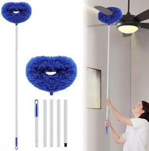 Max 66'' Ceiling Fan Cleaner Duster Reusable Microfiber Ceiling Fan Blade Cleaner Removable Duster with Extension Pole for Cleaning Walls Bookshelves Furniture Door Window Top, Jewel Blue, 1 Pack Max 66'' Ceiling Fan Cleaner Duster Reusable Microfiber Ceiling Fan Blade Cleaner Removable Duster with Extension Pole for Cleaning Walls Bookshelves Furniture Door Window Top, Jewel Blue, 1 Pack