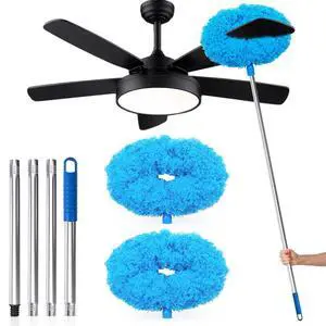 Ceiling Fan Cleaner Duster with Extension Pole, 12 to 51 Inch Duster Length, Reusable Microfiber Dusters for Cleaning Fan Blades, Cobwebs, Walls, Windows & High Ceilings, Removable, Blue Ceiling Fan Cleaner Duster with Extension Pole, 12 to 51 Inch Duster Length, Reusable Microfiber Dusters for Cleaning Fan Blades, Cobwebs, Walls, Windows & High Ceilings, Removable, Blue