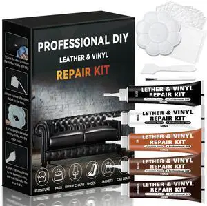 Leather Repair Kit for Furniture, Leather Seat Repair Kit for Cars, Vinyl Repair Kit for Sofa, Purse, Jacket, Restore Any Material, Fix Scratches, Tears, Holes with Easy Instructions, Match Any Color Leather Repair Kit for Furniture, Leather Seat Repair Kit for Cars, Vinyl Repair Kit for Sofa, Purse, Jacket, Restore Any Material, Fix Scratches, Tears, Holes with Easy Instructions, Match Any Color