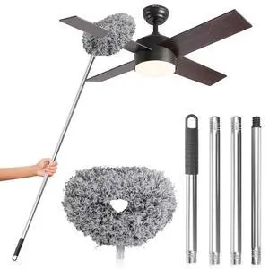 Ceiling Fan Cleaner Duster, Reusable Microfiber Duster with Extension Pole, 13 to 48 Inch Fan Blade Cleaner, Removable Dusters for Cleaning Walls Bookshelves Door Window Top (Grey) Ceiling Fan Cleaner Duster, Reusable Microfiber Duster with Extension Pole, 13 to 48 Inch Fan Blade Cleaner, Removable Dusters for Cleaning Walls Bookshelves Door Window Top (Grey)