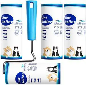 Large Surface Extra Sticky Lint Roller 6.3'', 444 Sheets Long Handle Pet Hair Removal, Dog and Cat Lint Remover for Clothes, Furniture, Carpet Large Surface Extra Sticky Lint Roller 6.3'', 444 Sheets Long Handle Pet Hair Removal, Dog and Cat Lint Remover for Clothes, Furniture, Carpet
