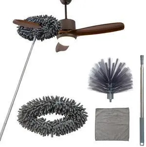 Ceiling Fan Cleaner Duster, Cobweb Duster with Extension Pole, Washable and Reusable Microfiber Duster Set for Cleaning Ceiling Fan, High Ceilings, Walls, Bookshelves, Window Door Top, Cobwebs (Gray) Ceiling Fan Cleaner Duster, Cobweb Duster with Extension Pole, Washable and Reusable Microfiber Duster Set for Cleaning Ceiling Fan, High Ceilings, Walls, Bookshelves, Window Door Top, Cobwebs (Gray)