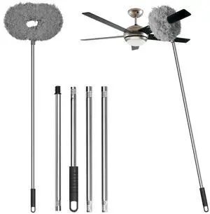 13-49.7 Inches Ceiling Fan Duster with Extension Pole, Adjustable and Removable Cleaner Blade for High Ceiling, Fan Cleaner for Window Door Furniture (Gray) 13-49.7 Inches Ceiling Fan Duster with Extension Pole, Adjustable and Removable Cleaner Blade for High Ceiling, Fan Cleaner for Window Door Furniture (Gray)