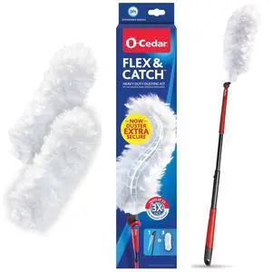 Flex & Catch Heavy Duty Dusting Kit with 3 Disposable Duster Refills | New & Improved Model | Extendable 3 Ft Handle with Stay-On Duster Hook | Traps 3X More Dust Than Feather Dusters Flex & Catch Heavy Duty Dusting Kit with 3 Disposable Duster Refills | New & Improved Model | Extendable 3 Ft Handle with Stay-On Duster Hook | Traps 3X More Dust Than Feather Dusters