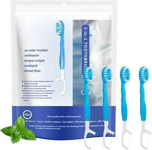 26 Pack Mini Disposable Toothbrushes with Toothpaste 5 in 1 Travel Toothbrush with Toothpaste + Tongue Scraper + Picks+Floss Travel Case Individually Wrapped Portable (Peppermint, 26) 26 Pack Mini Disposable Toothbrushes with Toothpaste 5 in 1 Travel Toothbrush with Toothpaste + Tongue Scraper + Picks+Floss Travel Case Individually Wrapped Portable (Peppermint, 26)