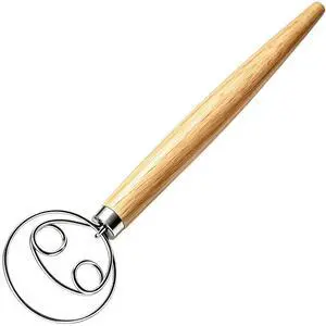 Danish Dough Whisk, Stainless Steel Wood Handle for Sourdough Bread | Replaces Bread Spoon, Dough Hook & Hand Mixer, 2-Eye Mix-Stir, Rust Resistant, Heavy Duty, Easy Clean, Sourdough Baking Tool Danish Dough Whisk, Stainless Steel Wood Handle for Sourdough Bread | Replaces Bread Spoon, Dough Hook & Hand Mixer, 2-Eye Mix-Stir, Rust Resistant, Heavy Duty, Easy Clean, Sourdough Baking Tool