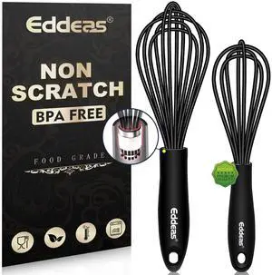 Mini Silicone Whisk, Small Silicone Whisk 7+9in, BPA free Non Scratch Coated Protect your Ceramic Pots and Pan.Perfect for Whisking, Beating, Mixing.Black Mini Silicone Whisk, Small Silicone Whisk 7+9in, BPA free Non Scratch Coated Protect your Ceramic Pots and Pan.Perfect for Whisking, Beating, Mixing.Black
