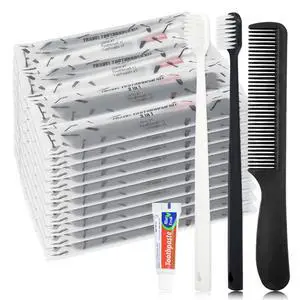 Travel Toothbrush Set Individually Wrapped Black & White (10-Pack) | Disposable Toothbrushes with Toothpaste 5g Comb Bulk Tooth Brush Set Portable for Hotel Airbnb Shelter Charity Travel Toothbrush Set Individually Wrapped Black & White (10-Pack) | Disposable Toothbrushes with Toothpaste 5g Comb Bulk Tooth Brush Set Portable for Hotel Airbnb Shelter Charity