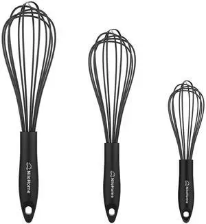 Silicone Whisk Set 8" 10" 12" Kitchen Whisk Black,3-pack | Food-Grade Material,Dishwasher safe,Withstands Heat up to 480°F,Perfect for Cooking,Whisking and Blending Silicone Whisk Set 8" 10" 12" Kitchen Whisk Black,3-pack | Food-Grade Material,Dishwasher safe,Withstands Heat up to 480°F,Perfect for Cooking,Whisking and Blending
