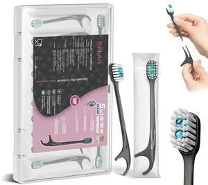 5-in-1 Travel Toothbrush, Disposable Toothbrushes with Toothpaste, Floss, Toothpick, Tongue Scraper, Individually Wrapped Disposable Toothbrushes, 5.3" Extended Handle, Black, 12 Count 5-in-1 Travel Toothbrush, Disposable Toothbrushes with Toothpaste, Floss, Toothpick, Tongue Scraper, Individually Wrapped Disposable Toothbrushes, 5.3" Extended Handle, Black, 12 Count