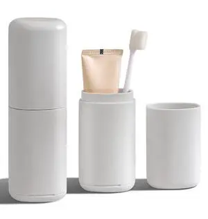 Portable Travel Toothbrush Case with Gargle Cup - Hard Shell Toothbrush Holder & Toothpaste Container, Detachable Bottom for Easy Cleaning, Matte BPA-Free Organizer for Business Trip, Camping, Gym Portable Travel Toothbrush Case with Gargle Cup - Hard Shell Toothbrush Holder & Toothpaste Container, Detachable Bottom for Easy Cleaning, Matte BPA-Free Organizer for Business Trip, Camping, Gym