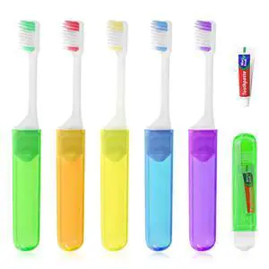 Travel Toothbrush, Toothbrush and Toothpaste Travel Set, Individually Packaged, Includes Storage Case, Foldable Design, 5 Colors, Ideal for Business Trips, and Hotels (5) Travel Toothbrush, Toothbrush and Toothpaste Travel Set, Individually Packaged, Includes Storage Case, Foldable Design, 5 Colors, Ideal for Business Trips, and Hotels (5)