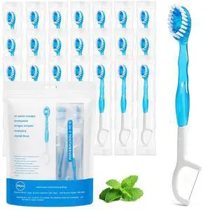 Travel Disposable Toothbrush Set with Toothpaste Bead, Mint | Individually Wrapped Mini Toothbrushes for Portable Oral Care, Includes Dental Floss, Toothpick and Tongue Cleaner (Mint) Travel Disposable Toothbrush Set with Toothpaste Bead, Mint | Individually Wrapped Mini Toothbrushes for Portable Oral Care, Includes Dental Floss, Toothpick and Tongue Cleaner (Mint)