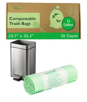 13 Gallon Compostable Food Scrap Bags, 10 Count | BPI, CMA and OK Compost HOME certified, Meets the ASTM D6400 Standard, Tall Flat Top Bin Liners for Kitchen Food Waste Bin 13 Gallon Compostable Food Scrap Bags, 10 Count | BPI, CMA and OK Compost HOME certified, Meets the ASTM D6400 Standard, Tall Flat Top Bin Liners for Kitchen Food Waste Bin