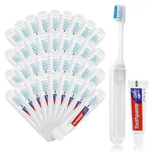Toothbrush and Toothpaste Travel, Individually Packaged with Storage Box, Foldable Storage, Toothbrush Travel Size is Suitable for Camping, Business Trip (5) Toothbrush and Toothpaste Travel, Individually Packaged with Storage Box, Foldable Storage, Toothbrush Travel Size is Suitable for Camping, Business Trip (5)