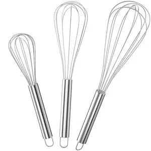 3 Pack Stainless Steel Balloon Whisk Set, Manual Egg Beater - 8/10/12 Inch, Handquirls for Stirring, Baking and Cooking 3 Pack Stainless Steel Balloon Whisk Set, Manual Egg Beater - 8/10/12 Inch, Handquirls for Stirring, Baking and Cooking