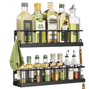 Spice Rack Wall Mounted 2 Pack,RV Spice Rack,Black | 8 Built-in Hooks,2 Versatile Sizes, Space-Saving,Flat Base, Screw or Adhesive, For Kitchen Cabinet, Pantry Door,Stove,RV Spice Rack Wall Mounted 2 Pack,RV Spice Rack,Black | 8 Built-in Hooks,2 Versatile Sizes, Space-Saving,Flat Base, Screw or Adhesive, For Kitchen Cabinet, Pantry Door,Stove,RV
