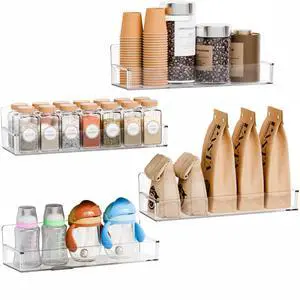 4 Pack Clear Spice Rack Wall Mount with Adhesive,11.5L x 3.6W,Stick on Seasoning Jar Spice Organization for Cabinet Door or Pantry Door,Adhesive Wall Spice Rack for RV,Kitchen,Inside Cabinets 4 Pack Clear Spice Rack Wall Mount with Adhesive,11.5L x 3.6W,Stick on Seasoning Jar Spice Organization for Cabinet Door or Pantry Door,Adhesive Wall Spice Rack for RV,Kitchen,Inside Cabinets
