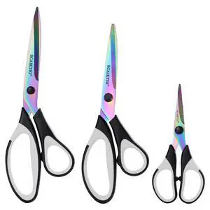 Craft Scissors Set of 3 Pack, All Purpose Sharp Titanium Blades Shears, Comfort Grip Handle, Multipurpose Fabric Scissors Tool Great for Adults, Office, Sewing, School and Home Supplies, White&Black Craft Scissors Set of 3 Pack, All Purpose Sharp Titanium Blades Shears, Comfort Grip Handle, Multipurpose Fabric Scissors Tool Great for Adults, Office, Sewing, School and Home Supplies, White&Black