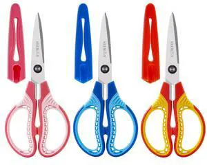 7" Scissors for Kids Ages 8-12,Pointed Tip with Cover Scissor | Stainless Steel Blade,Ambidextrous Handed Comfort Grip Design, Perfect for School, Classroom, Homeschool, Art,3 Pack 7" Scissors for Kids Ages 8-12,Pointed Tip with Cover Scissor | Stainless Steel Blade,Ambidextrous Handed Comfort Grip Design, Perfect for School, Classroom, Homeschool, Art,3 Pack