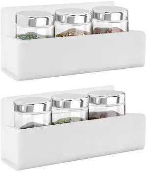 6 Inch Acrylic Spice Rack Wall Mount, White, 2 Pack | Hanging Seasoning Rack Organizer, For Cabinet Door, Cupboard or Wall Kitchen, Adhesive or Screw 6 Inch Acrylic Spice Rack Wall Mount, White, 2 Pack | Hanging Seasoning Rack Organizer, For Cabinet Door, Cupboard or Wall Kitchen, Adhesive or Screw