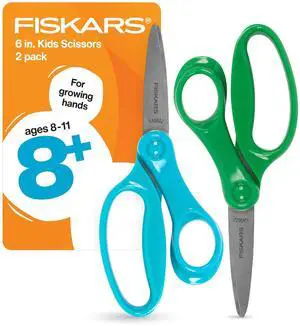 6" Big Kids Scissors for School, Ages 8+, Blue & Green, 2-Pack | Scissors with Safety Edge Blades for School or Crafting, Ergonomic Handles Designed for Growing Kids, Back to School Supplies 6" Big Kids Scissors for School, Ages 8+, Blue & Green, 2-Pack | Scissors with Safety Edge Blades for School or Crafting, Ergonomic Handles Designed for Growing Kids, Back to School Supplies
