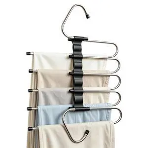 1 Pack 5-Tier Black Pants Hangers | Space Saving Stainless Steel Multi-purpose Clothes Hangers, Closet Organizers and Storage for Pants, Jeans, Scarf 1 Pack 5-Tier Black Pants Hangers | Space Saving Stainless Steel Multi-purpose Clothes Hangers, Closet Organizers and Storage for Pants, Jeans, Scarf
