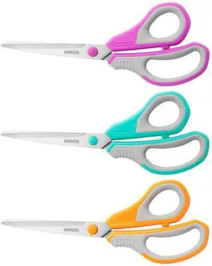 8.5" Scissors All Purpose 3 Pack Heavy Duty for Office School Fabric | Ultra Sharp 2.5mm Thick Stainless Blade, Ergonomic Comfort Grip, Left & Right Handed Classroom Must-Have Cutting General Use 8.5" Scissors All Purpose 3 Pack Heavy Duty for Office School Fabric | Ultra Sharp 2.5mm Thick Stainless Blade, Ergonomic Comfort Grip, Left & Right Handed Classroom Must-Have Cutting General Use