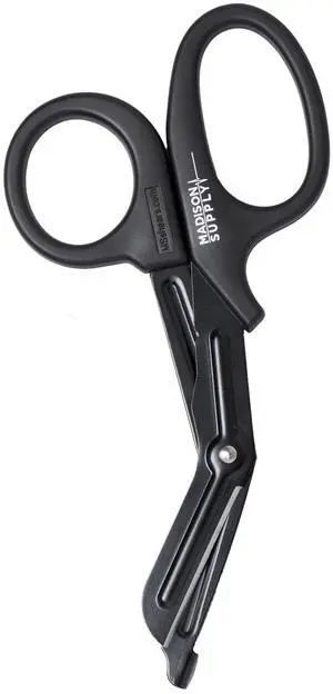 7.5 Inches Premium Stainless Steel Trauma Shears for Left and Right Hand - Non-Stick Coated Blades Medical Scissors - Durable Fluoride-Coated Nurse Scissors - Black 7.5 Inches Premium Stainless Steel Trauma Shears for Left and Right Hand - Non-Stick Coated Blades Medical Scissors - Durable Fluoride-Coated Nurse Scissors - Black