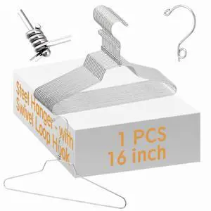 1 Pack 16 Metal Stackable Hanger, Stainless Steel Clothes Hanger 1 Pack 16 Metal Stackable Hanger, Stainless Steel Clothes Hanger