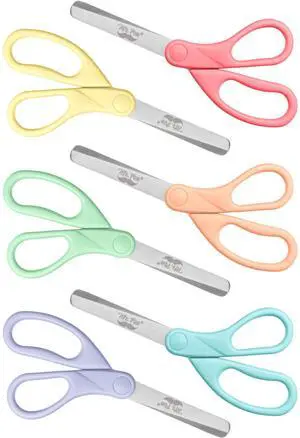 Kids Scissors, 6 Pack, 5 Inch, Pastel Macaroon Color, Ages 4+ | Stainless Steel Blunt Tip & Ergonomic Plastic Handle, Right & Left Handed Safety Scissors for Kids Ages 6-8 Kids Scissors, 6 Pack, 5 Inch, Pastel Macaroon Color, Ages 4+ | Stainless Steel Blunt Tip & Ergonomic Plastic Handle, Right & Left Handed Safety Scissors for Kids Ages 6-8