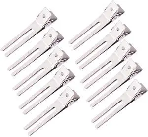 10 Pack Double Prong Pin Curl Hair Clips, Silver, 1.8" | Metal Alligator Hair Clip for Hairdressing, Styling, Coloring, Sectioning 10 Pack Double Prong Pin Curl Hair Clips, Silver, 1.8" | Metal Alligator Hair Clip for Hairdressing, Styling, Coloring, Sectioning