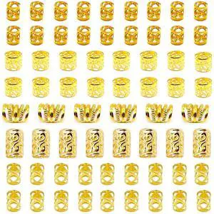 Gold Hair Jewelry Braid, Tuefuzy 100 Pcs Hair Dreadlock Accessory, Metal Gold Braids Rings Cuffs Clips for Dreadlock Accessory Jewelry Decorations Gold Hair Jewelry Braid, Tuefuzy 100 Pcs Hair Dreadlock Accessory, Metal Gold Braids Rings Cuffs Clips for Dreadlock Accessory Jewelry Decorations