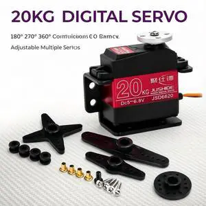 JS6620 IP66 Waterproof Digital RC Servo 20KG High Torque Double Bearing 180° Rotation Servo Motor for RC Car Robotic Arm Pan-Tilt DIY Hobby Models JS6620 IP66 Waterproof Digital RC Servo 20KG High Torque Double Bearing 180° Rotation Servo Motor for RC Car Robotic Arm Pan-Tilt DIY Hobby Models