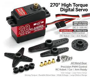 JS6620 IP66 Waterproof Digital RC Servo 20KG High Torque Double Bearing 270° Rotation Servo Motor for RC Car Robotic Arm Pan-Tilt DIY Hobby Models JS6620 IP66 Waterproof Digital RC Servo 20KG High Torque Double Bearing 270° Rotation Servo Motor for RC Car Robotic Arm Pan-Tilt DIY Hobby Models