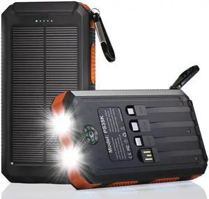 Solar Charger Power Bank 20,000mAh, Portable Charger, 4 Cables 3 Ports Fast Charging External Battery Pack with USB C for Cell Phones, Solar Panel Charger with Dual Flashlight for Camping Solar Charger Power Bank 20,000mAh, Portable Charger, 4 Cables 3 Ports Fast Charging External Battery Pack with USB C for Cell Phones, Solar Panel Charger with Dual Flashlight for Camping