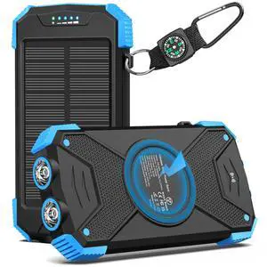 Solar Power Bank 10,000mAh, Portable Wireless Charger, 20W Fast Charging External Battery Pack with USB C for Cell Phones, Solar Panel Charging with Dual Flashlight for Camping Solar Power Bank 10,000mAh, Portable Wireless Charger, 20W Fast Charging External Battery Pack with USB C for Cell Phones, Solar Panel Charging with Dual Flashlight for Camping