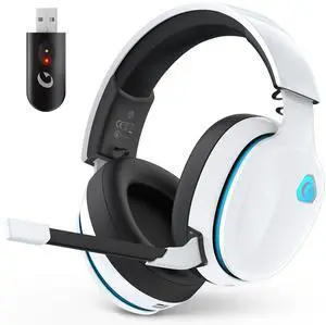 2.4GHz Wireless Gaming Headset for PS5, PS4 Fortnite & Call of Duty/FPS Gamers, PC, Switch, Bluetooth 6.0 Gaming Headphones with Canceling Mic, 7.1 Virtual Surround, 45Hr Battery -White 2.4GHz Wireless Gaming Headset for PS5, PS4 Fortnite & Call of Duty/FPS Gamers, PC, Switch, Bluetooth 6.0 Gaming Headphones with Canceling Mic, 7.1 Virtual Surround, 45Hr Battery -White