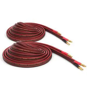 14 Gauge Pure Copper Speaker Cables, 6.6 Feet Each (2 Meters), 2 Pack Pair, Gold Plated Banana Plugs Connectors, Soldered Construction, Slim Design, 245 Strands, for Stereo or Home Theater 14 Gauge Pure Copper Speaker Cables, 6.6 Feet Each (2 Meters), 2 Pack Pair, Gold Plated Banana Plugs Connectors, Soldered Construction, Slim Design, 245 Strands, for Stereo or Home Theater