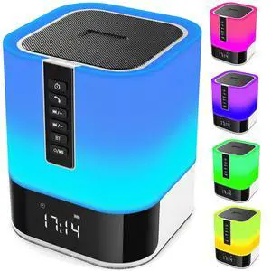 Night Light Bluetooth Speaker, 5 in 1 Touch Control Bedside Lamp Dimmable Multi-Color Changing, Bedroom Alarm Clock, Best Birthday Gift Ideas for 10 11 12 13 14 Year Old Teenage Girls/Boys Night Light Bluetooth Speaker, 5 in 1 Touch Control Bedside Lamp Dimmable Multi-Color Changing, Bedroom Alarm Clock, Best Birthday Gift Ideas for 10 11 12 13 14 Year Old Teenage Girls/Boys
