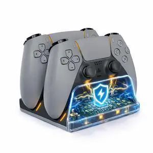 PS5 Controller Charger Station with LED Indicator,Self-Aligning Charging Dock,Dual Controller Fast Charging Dock,Desktop Display Stand for PlayStation 5 (Grey) PS5 Controller Charger Station with LED Indicator,Self-Aligning Charging Dock,Dual Controller Fast Charging Dock,Desktop Display Stand for PlayStation 5 (Grey)