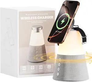 Bluetooth Speaker with Light, 4 in 1 15W Portable Speaker Magnetic Wireless Charger, Portable Bluetooth Speakers with Phone Stand, Men Gifts Dimmable Night Light Speakers, Birthday Gifts for Women Bluetooth Speaker with Light, 4 in 1 15W Portable Speaker Magnetic Wireless Charger, Portable Bluetooth Speakers with Phone Stand, Men Gifts Dimmable Night Light Speakers, Birthday Gifts for Women