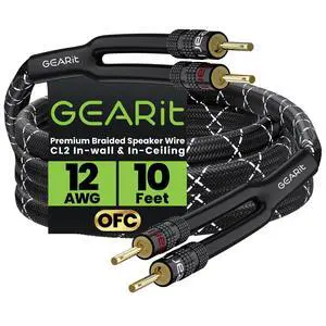 12 Gauge Speaker Cable with Banana Plugs 10 ft,CL2 Rated OFC Speaker Wire with Gold-Plated Tips,Braided Speaker Wire for Audiophiles,Hi-Fi Systems,Home Theater,Amplifiers & Speakers(Black) 12 Gauge Speaker Cable with Banana Plugs 10 ft,CL2 Rated OFC Speaker Wire with Gold-Plated Tips,Braided Speaker Wire for Audiophiles,Hi-Fi Systems,Home Theater,Amplifiers & Speakers(Black)