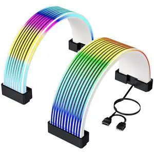 Black ARGB Lighting Sleeve Kit, Flexible RGB Light Cover for PC Interior Decoration, 5V 3Pin Sync LED Lighting Set for Computer Case & Gaming Setup Black ARGB Lighting Sleeve Kit, Flexible RGB Light Cover for PC Interior Decoration, 5V 3Pin Sync LED Lighting Set for Computer Case & Gaming Setup