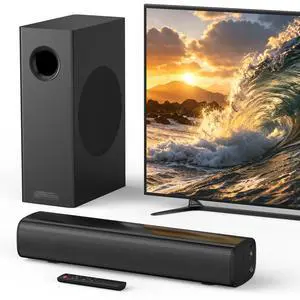 70W Sound bar with Subwoofer for TV, Compact 14.2" 2.1 Channel SoundBar with Deep Bass, Bluetooth 5.3, Optical/AUX, Home Theater Speaker System for Smart TV, PC & Gaming 70W Sound bar with Subwoofer for TV, Compact 14.2" 2.1 Channel SoundBar with Deep Bass, Bluetooth 5.3, Optical/AUX, Home Theater Speaker System for Smart TV, PC & Gaming
